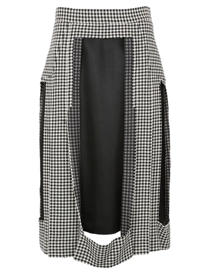 Maison Margiela Patterned Cut Out Skirt In Black-white