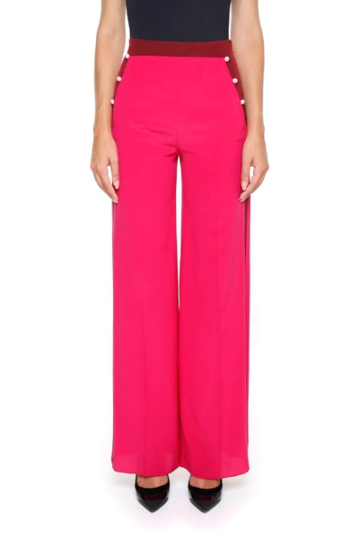 Valentino High-rise Wide-leg Silk Crepe De Chine Trousers In Rosa