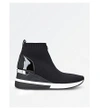 Michael Michael Kors Paneled Metallic Stretch-knit Sneakers In Black