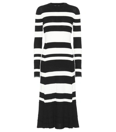Proenza Schouler Wool, Silk And Cashmere Midi Dress In Stripe