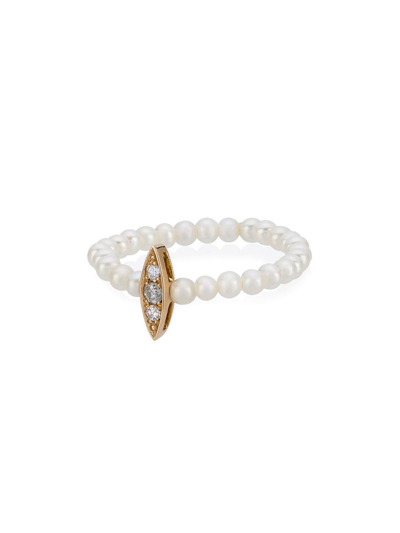 Anissa Kermiche 14-karat Rose Gold, Pearl And Diamond Ring In White