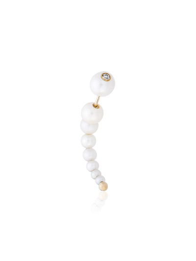 Anissa Kermiche 14k Yellow Gold Corne De Gazelle Pearl Earring In White