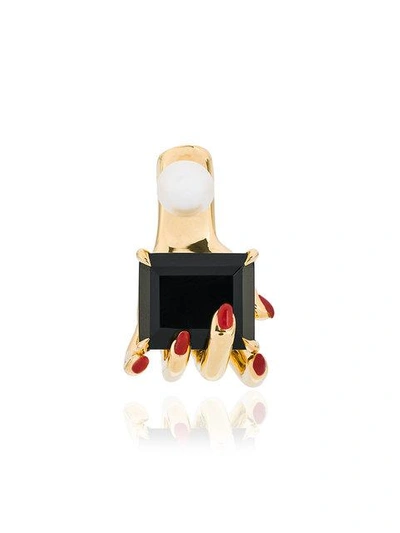 Anissa Kermiche Gold-plated Manipulée Onyx Pearl Earring In Metallic