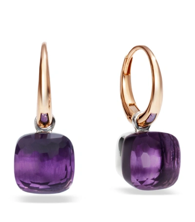 Pomellato Nudo Amethyst Rose Gold Earrings In Pink