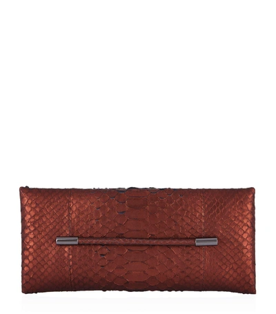 Tom Ford Python Eve Clutch Bag In Silver