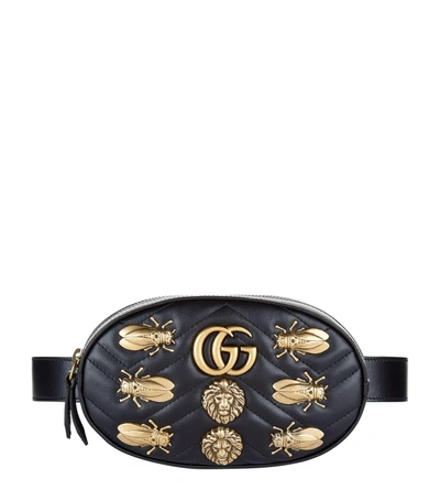 Gucci Medium Gg Marmont Belt Pack W/ Appliqués In Black