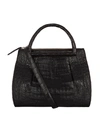 NANCY GONZALEZ MEDIUM PLISSE CROCODILE TOTE,P000000000005689879