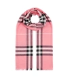 BURBERRY GAUZE GIANT CHECK SCARF, PINK,P000000000005525022