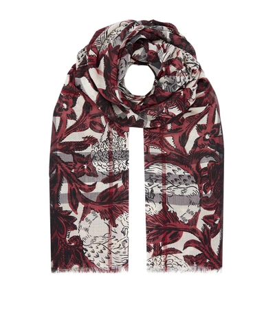 Burberry Floral Beasts Giant Check Scarf, Pink In Pink Azalea