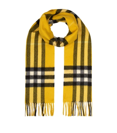 Burberry Yellow Giant Check Cashmere Scarf In Amber Yellow