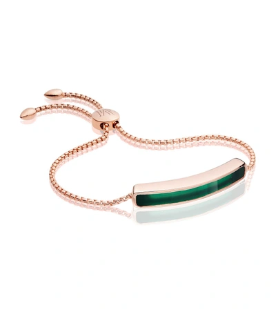 Monica Vinader Engravable Baja Stone Bracelet In Green Onyx/ Rose Gold