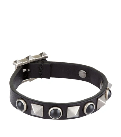 Valentino Garavani Rockstud Rolling Noir Leather Bracelet In Black