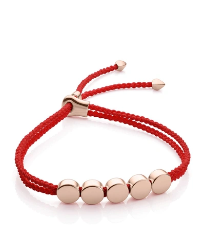 Monica Vinader Engravable Linear Bead Friendship Bracelet In Coral/ Rose Gold
