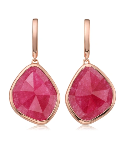 Monica Vinader Siren Nugget Semiprecious Stone Drop Earrings In Pink Quartz/ Rose Gold