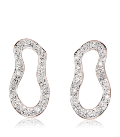 Monica Vinader Riva Pave Diamond Drop Earrings In Rose Gold/ Diamond
