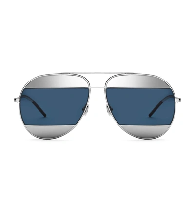 Dior Split 59mm Aviator Sunglasses - Palladium/ Blue Avio