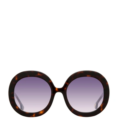 Alice And Olivia Dinah Chunky Geometric Sunglasses, Brown Tortoise In Brown Pattern