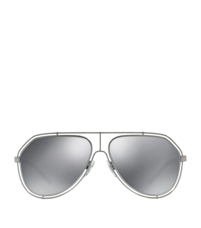 Dolce & Gabbana Aviator Empty Cut Sunglasses In Gray