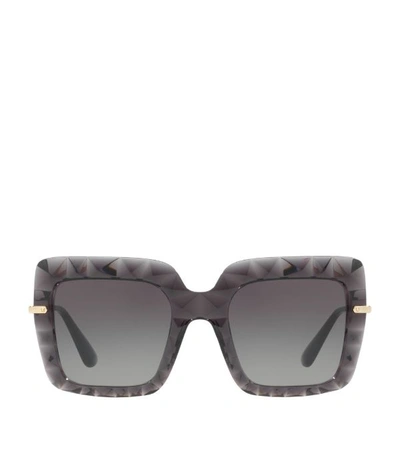 Dolce & Gabbana Square Faceted Sunglasses In Light Grey Gradient Black