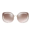 MIU MIU MIRRORED CUT-OUT IRREGULAR SUNGLASSES,14919424