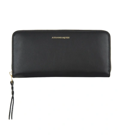 Alexander Mcqueen Zip-around Leather Wallet In Black