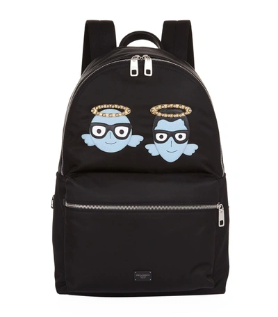 Dolce & Gabbana Nylon Vulcano Backpack With Patches Of The Designers In Multi