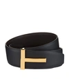 TOM FORD REVERSIBLE T BUCKLE LEATHER BELT,P000000000005653327