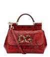 DOLCE & GABBANA MINI SICILY EMBELLISHED PYTHON SHOULDER BAG,P000000000005677728