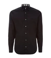 Burberry Check Detail Stretch Cotton Poplin Shirt In Black