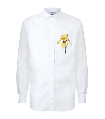 Alexander Mcqueen Embroidered Cotton-poplin Shirt In White