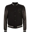 ALEXANDER MCQUEEN LEATHER SLEEVE FLANNEL BOMBER JACKET,P000000000005628191