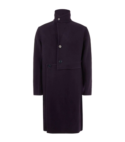 Jw Anderson Asymmetric Wool And Cashmere-blend Coat In Navy
