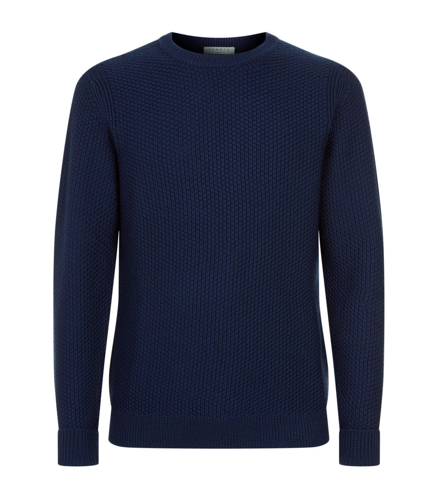 Sandro Waffle Knit Sweater In Blue | ModeSens