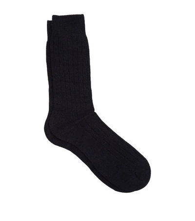 Pantherella Waddington Ribbed Cashmere-blend Socks - Black