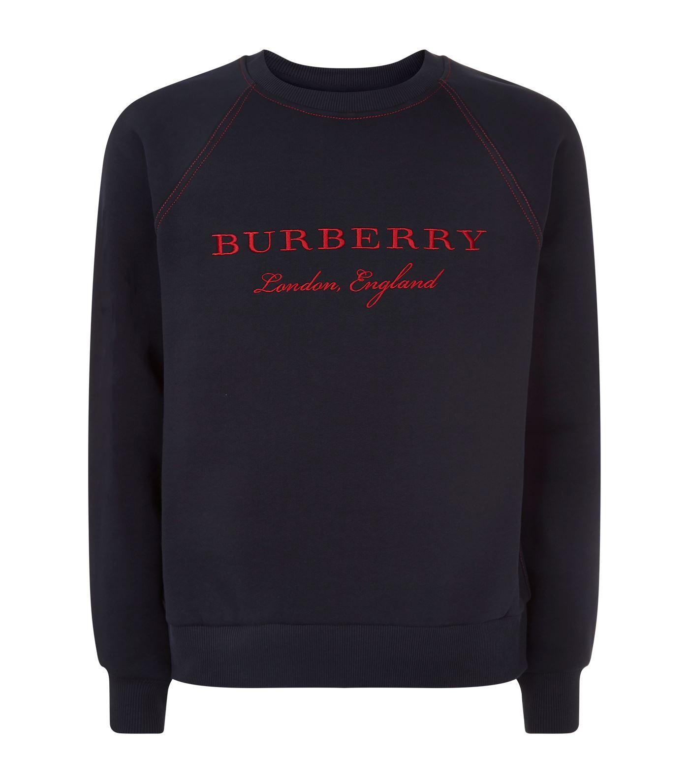 Burberry Contrasting Stitching Wool Sweatshirt In Navy ModeSens
