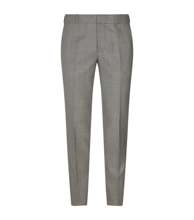 Alexander Mcqueen Fitted Dogtooth Trousers In Black