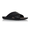 TOD'S LEATHER CROSS SLIDES,P000000000005486855
