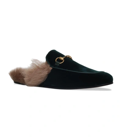 Gucci Princetown Fur lined Velvet Loafers In Black Multi ModeSens