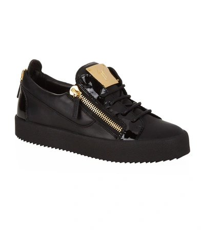 Giuseppe Zanotti Low-top Patent Panel Sneaker In Black