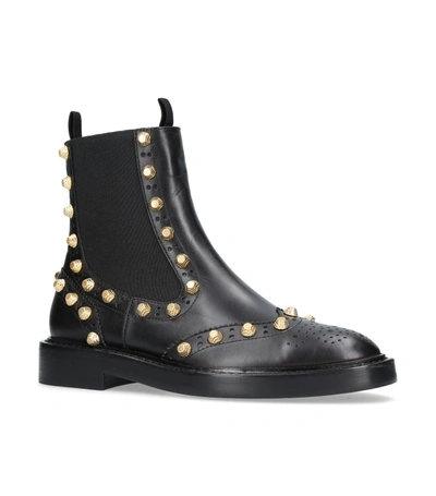 Balenciaga Leather Studded Chelsea Boots In Black