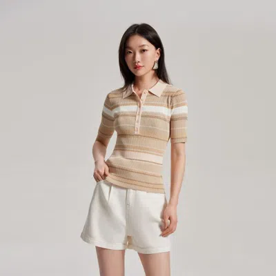 Vero Moda 【polo领】针织衫女2024春夏新款撞色条纹套头修身短上衣