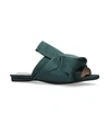 N°21 Bow-front Satin Slides In Mid Green