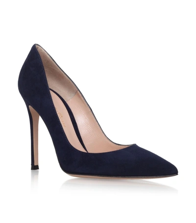 Gianvito Rossi Square-toe 105 Velvet Pumps In Midnight Blue