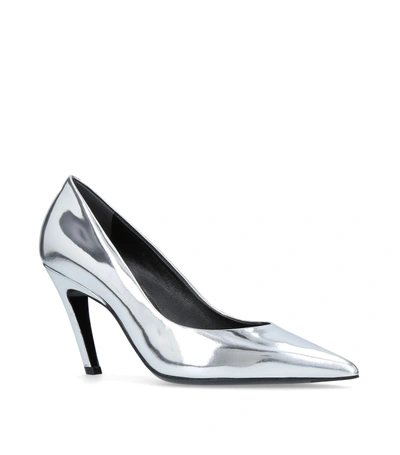 Balenciaga Patent Slash Heel Pumps 80 In Silver
