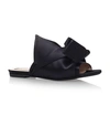N°21 Pleated Flat Satin Slide Sandal In Black