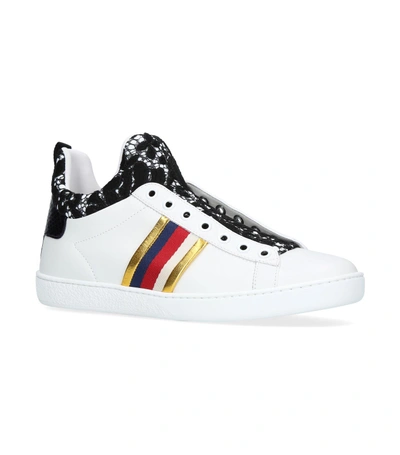 Gucci New Ace Lace And Leather High Top Sneakers In White