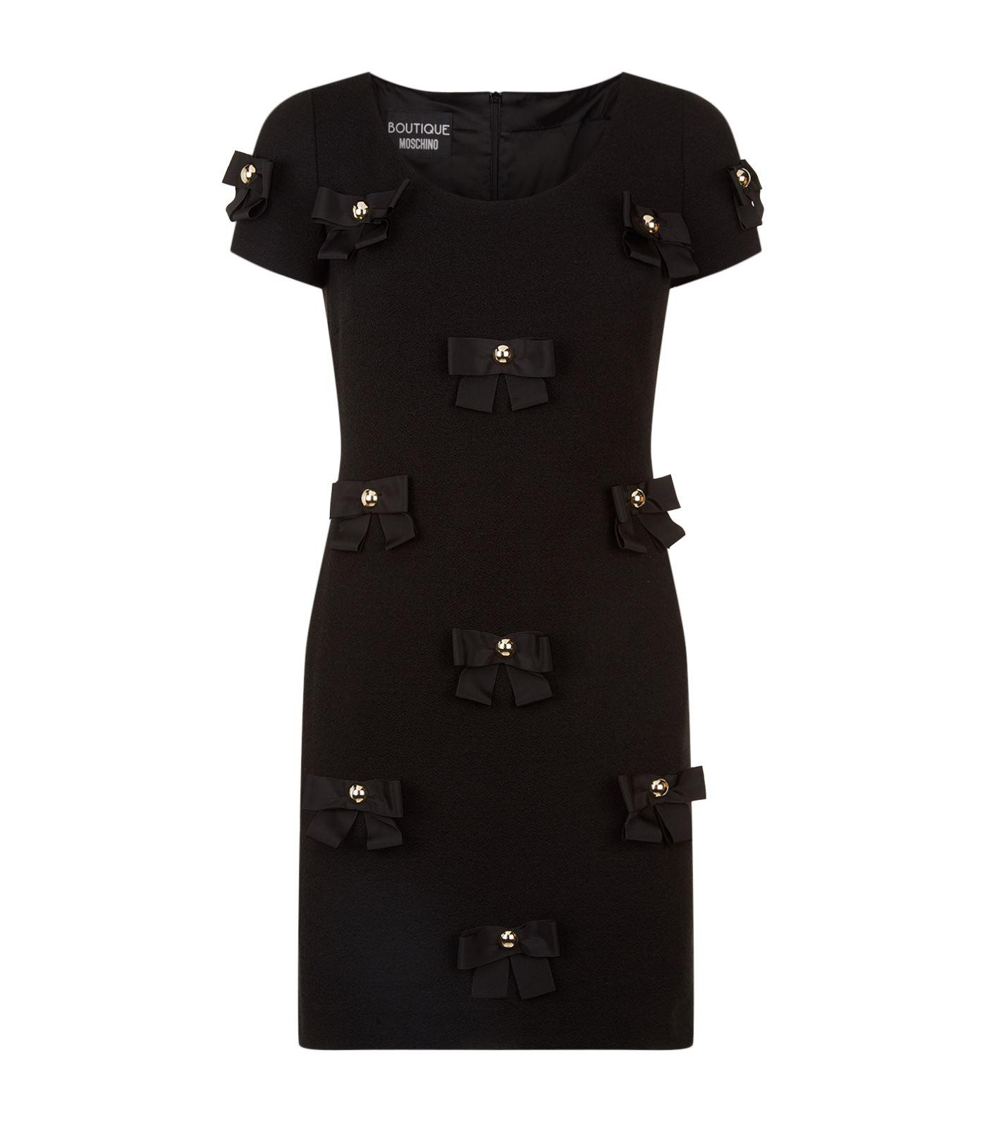 Boutique Moschino Bow AppliquÉ Bodycon Dress In Black | ModeSens