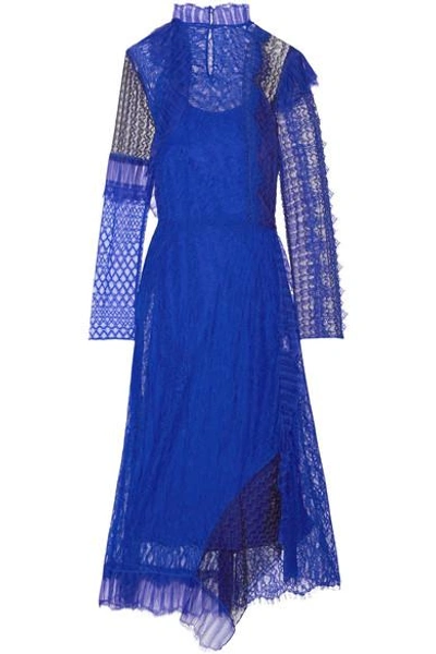 3.1 Phillip Lim / フィリップ リム Asymmetric Paneled Lace Midi Dress In Electric Blue