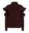 VERSACE Knitted Ruffle Turtle Neck Sweater,P000000000005763387