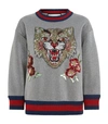 GUCCI Lurex Tiger Embellished Sweatshirt,P000000000005675690